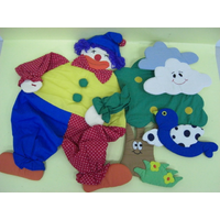 快樂小丑遊戲組
（配件：雲【樣品區】、樹、小丑、草、鳥、花*3、氣球*3）

1組